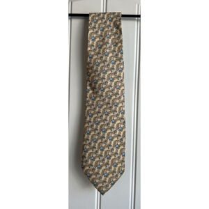 Barneys New York Yellow with Blue Floral Designer Tie Silk Necktie